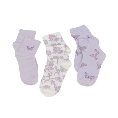 Anna-Kaci Renaissance Women 3-Pair Ankle Socks Set Assorted Patterns Featuring Colorblock, Cartoon Characters, and Butterfly Prints