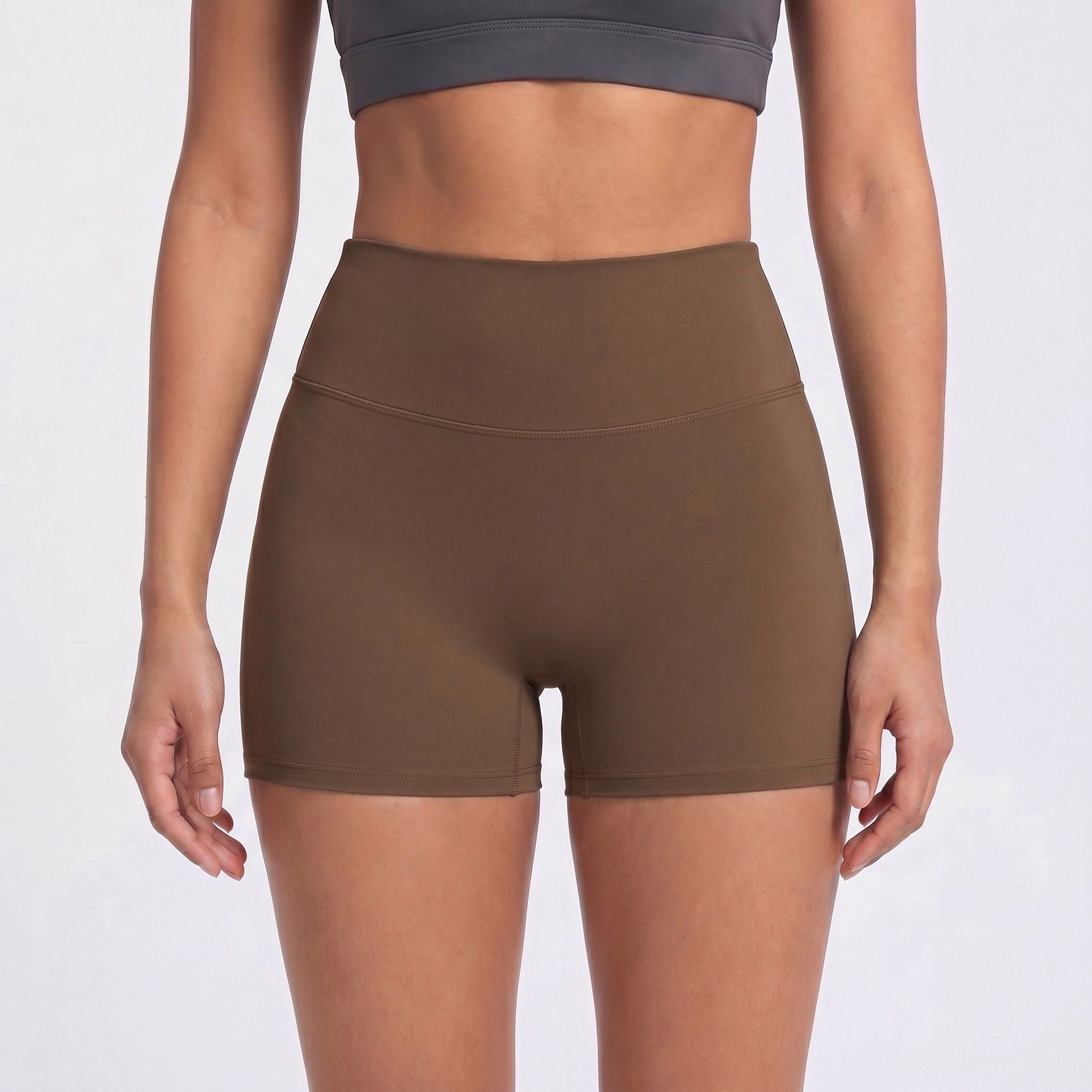 High Waist Workout Biker Shorts Wide Waistband Yoga Training Active Shorts