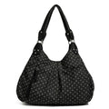 Polka Dot Hobo Shoulder Bag with Front Zipper Pocket