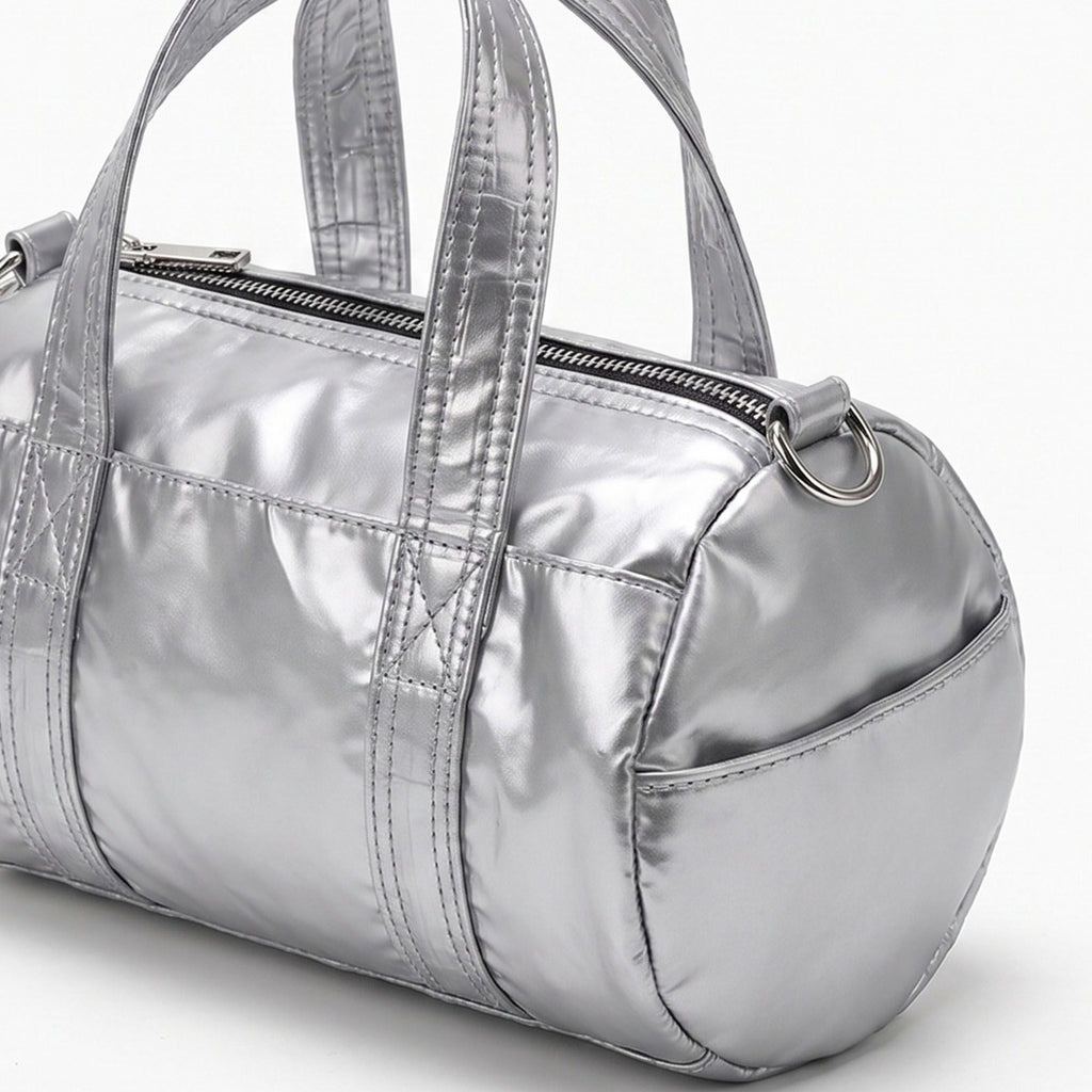 Mini Barrel Satchel Bag with Detachable Crossbody Strap
