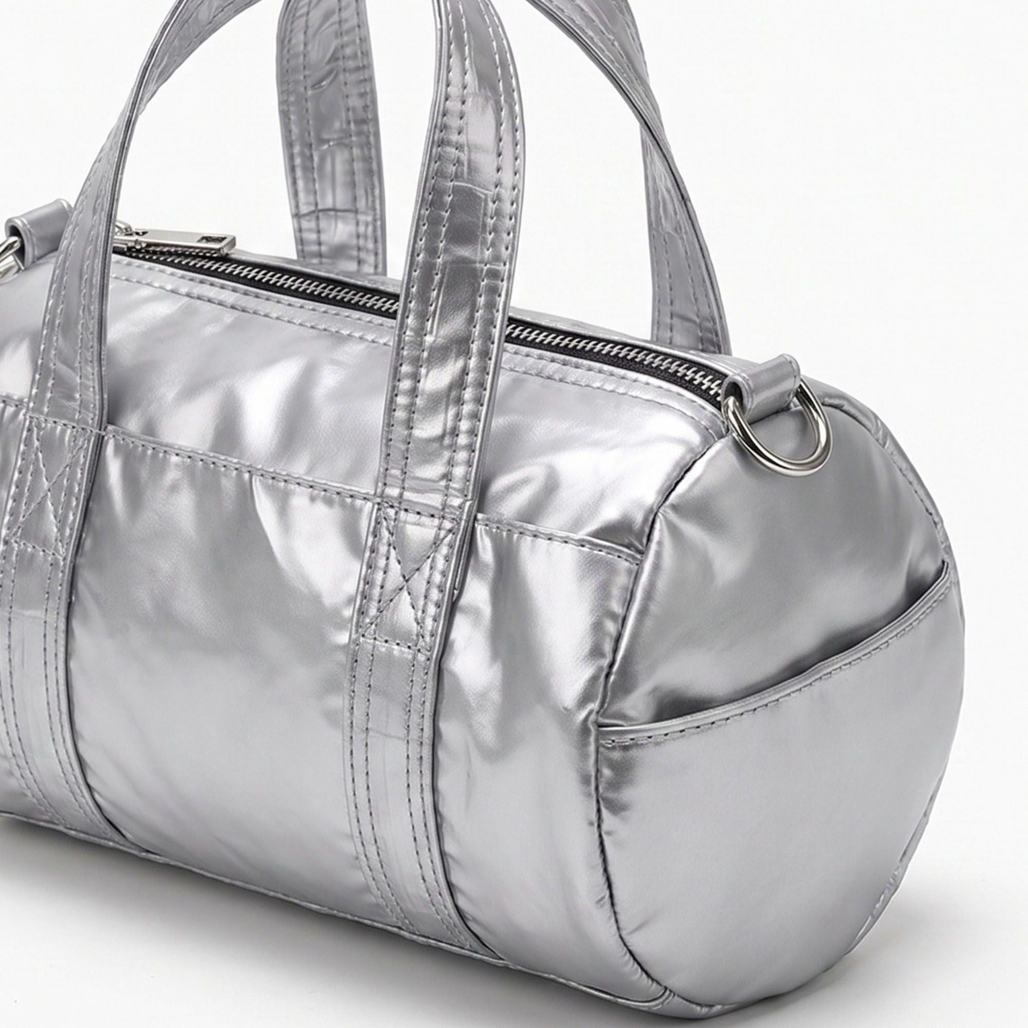 Mini Barrel Satchel Bag with Detachable Crossbody Strap