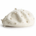 Pearl-Embellished Wool Knit Beret
