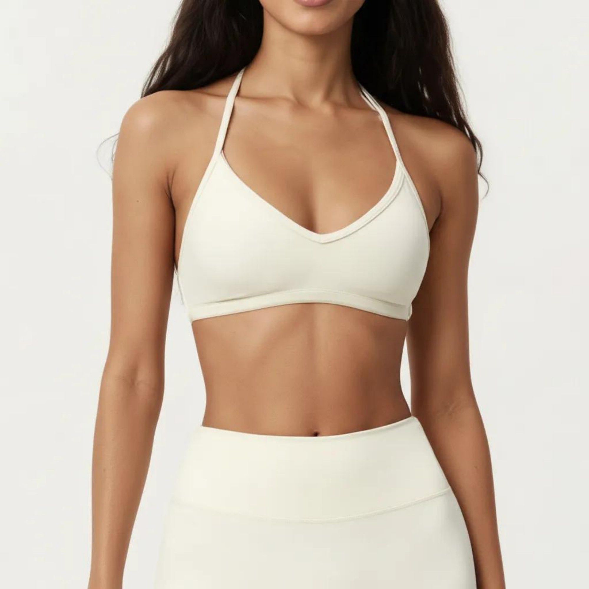 Anna-Kaci Active Women's Halter Sports Bra with V Neckline and Smooth Stretch Fit