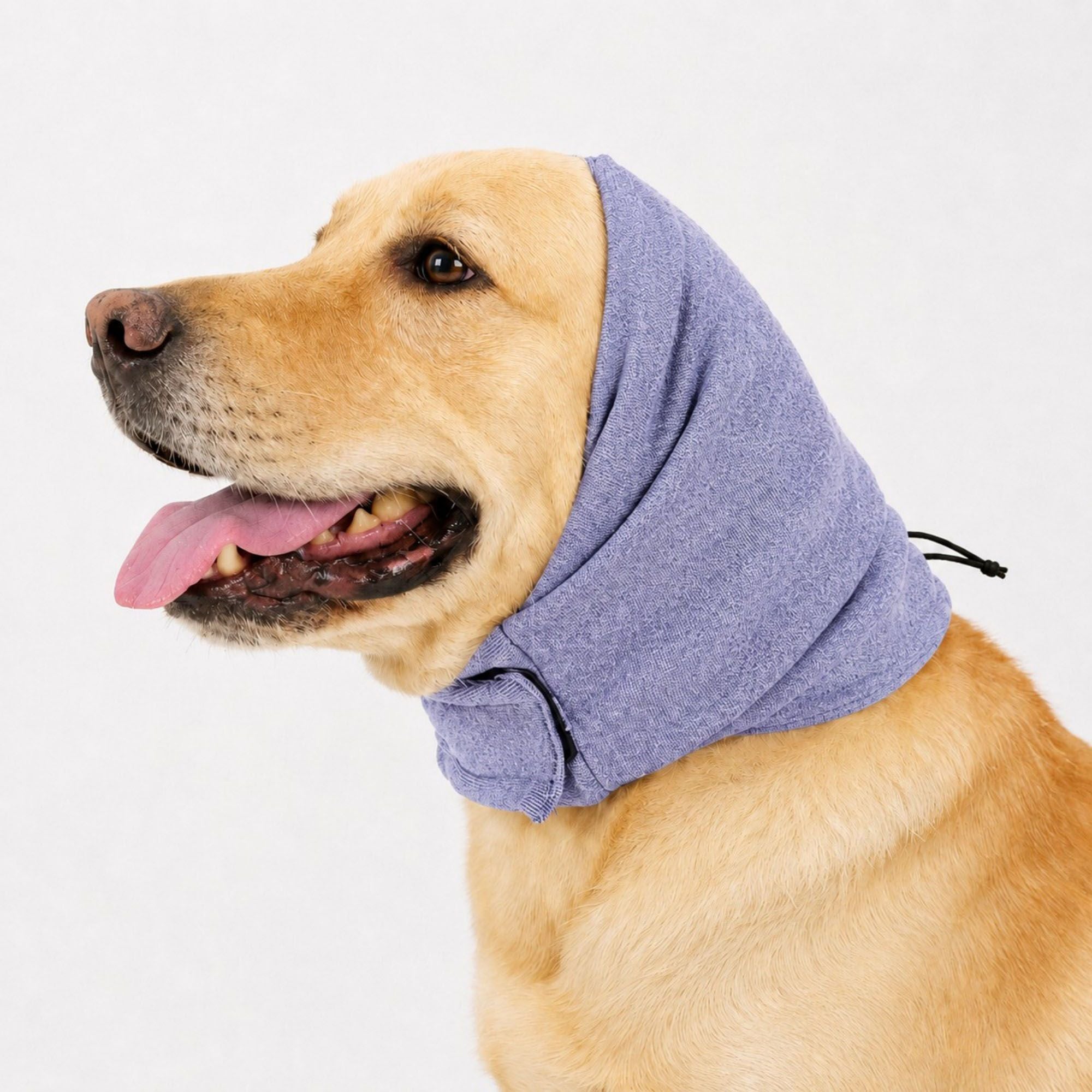 Adjustable Dog Ear Cover Head Wrap with Drawstring for Grooming, Noise Coverage and Cold Weather