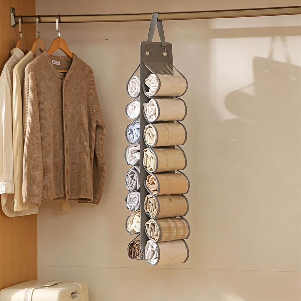 Hanging Closet Organizer Storage Bag Double Sided Storage for Socks Space Saving Closet Organizer
