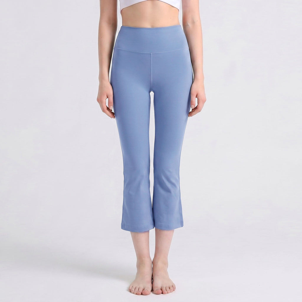 High Waist Cropped Flare Leggings with Wide Waistband Smooth Stretch Pull On Yoga Pants