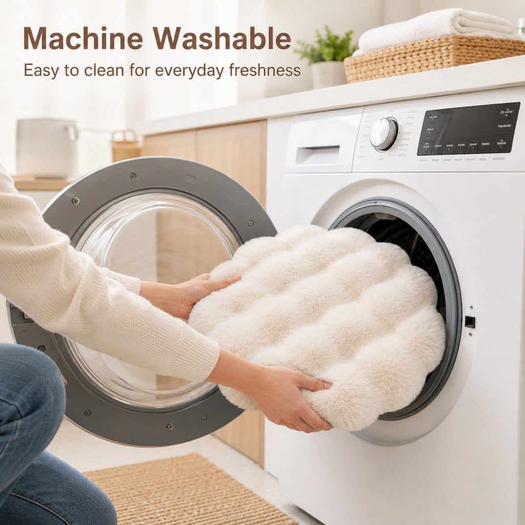Bubble Plush Pet Mat for Cats and Small Dogs with Cushioned Wavy Fill Non-Slip Bottom Machine-Washable Design