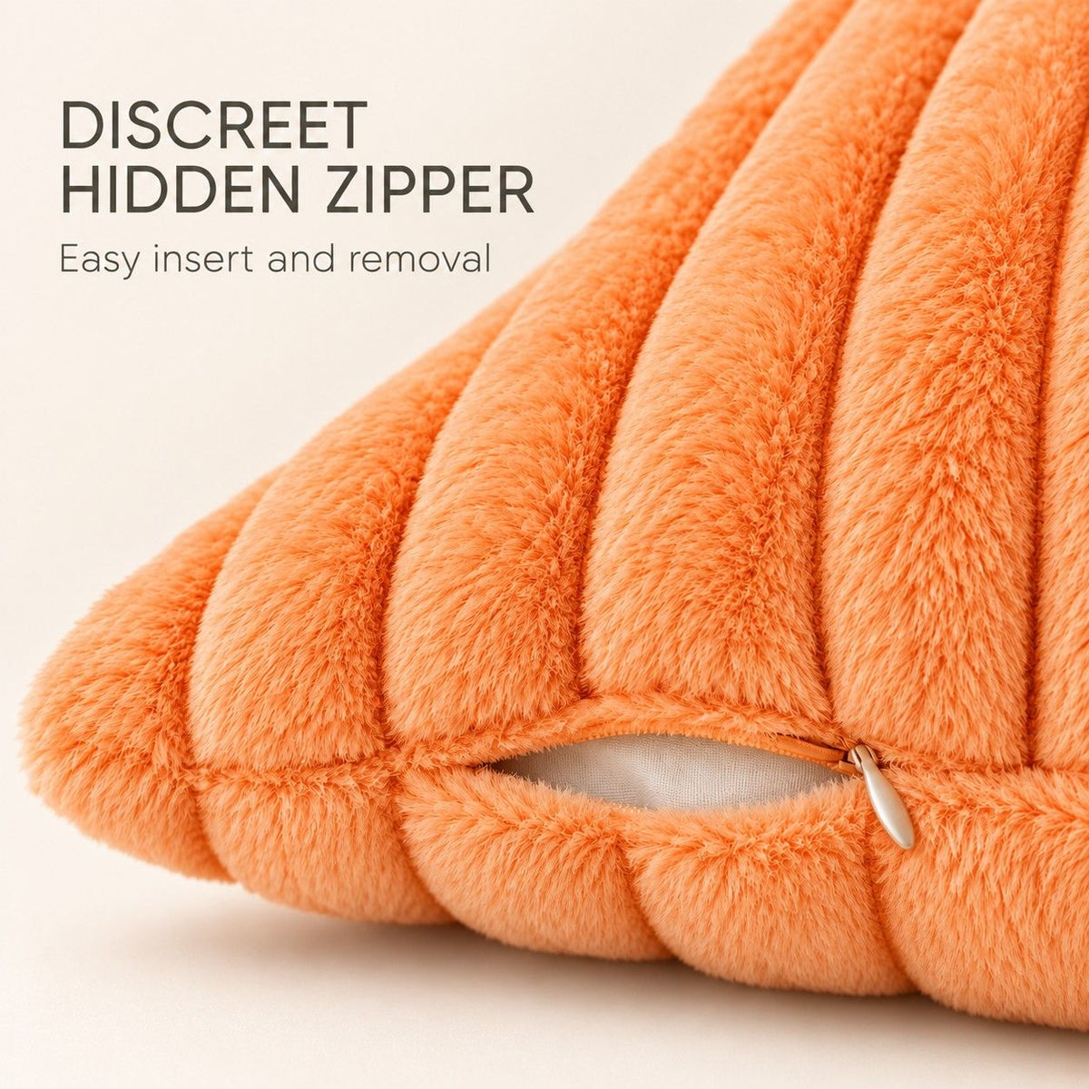 Double Sided Plush Corduroy Throw Pillow Cover 18 x 18 Inch Wide Stripe Texture