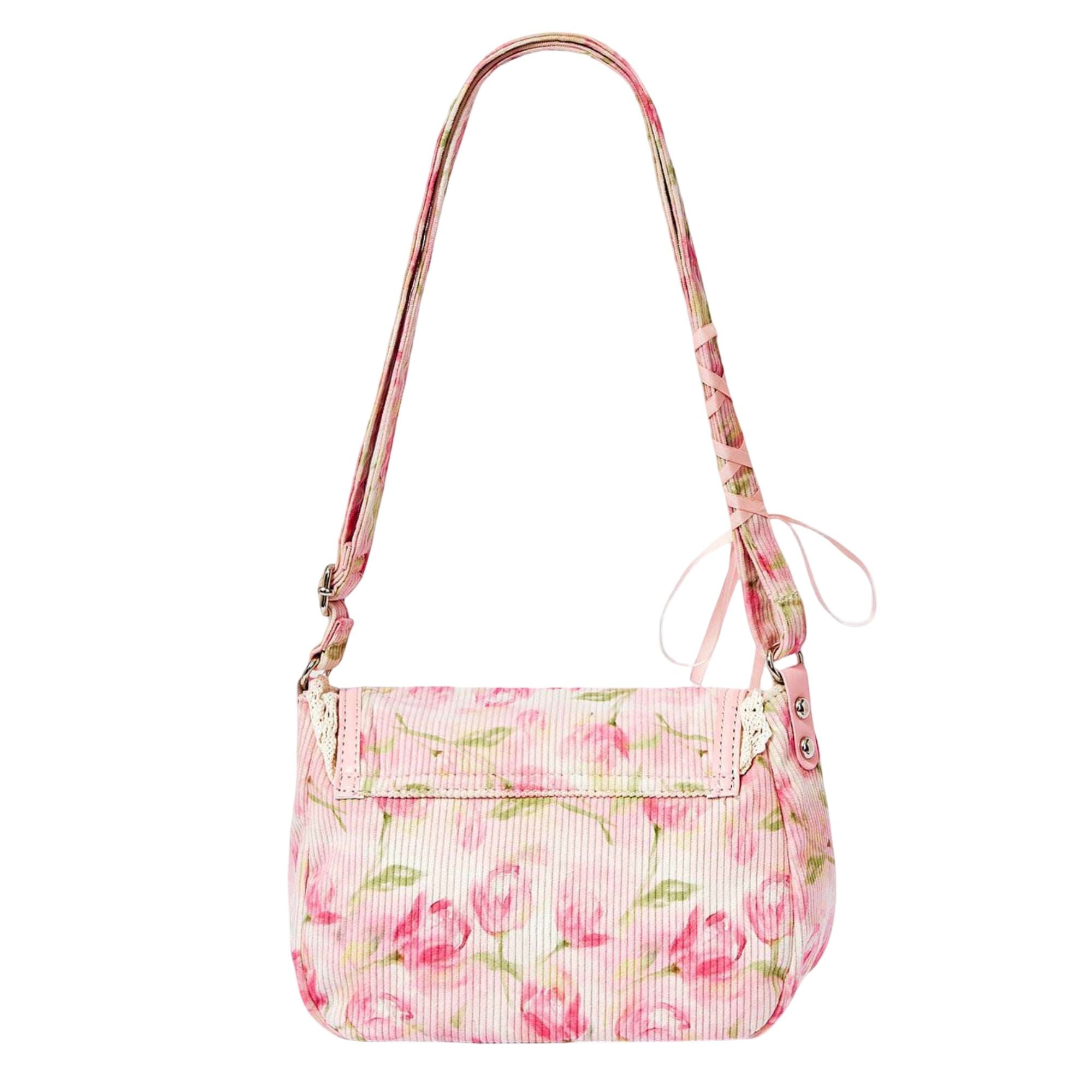 Vintage Lace Crossbody Bag for Women, Adjustable Shoulder Purse with Buckle Flap