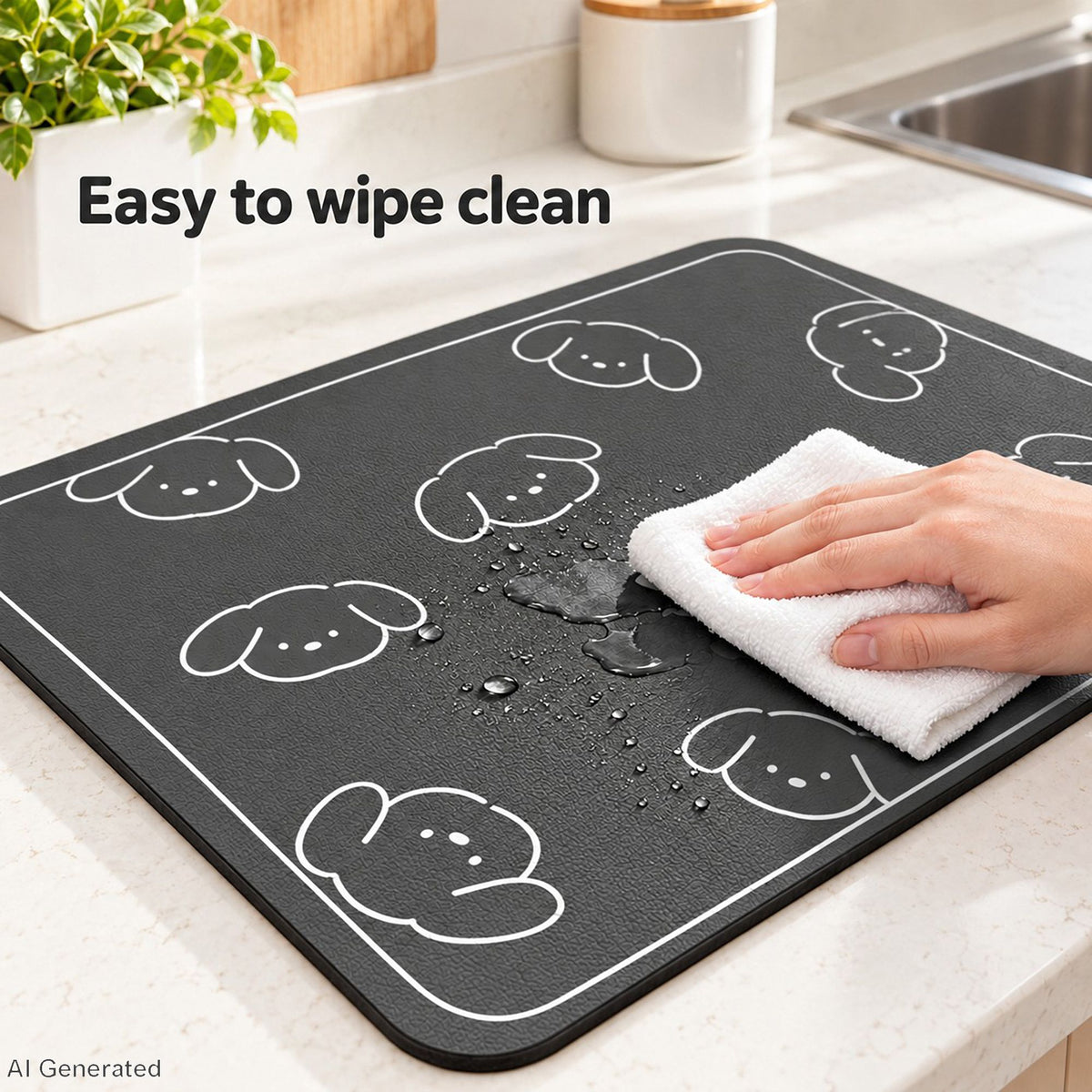 Absorbent Pet Feeding Mat with Non Slip Backing