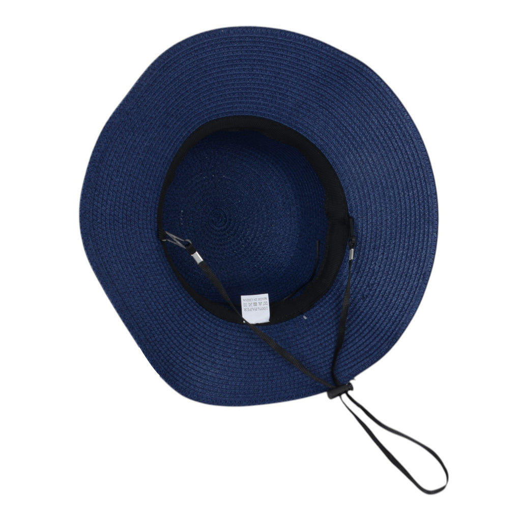 Anna-Kaci Wide Brim Straw Sun Hat with Black Ribbon Bow Adjustable Chin Strap Inner Sweatband for Outdoor and Travel Use