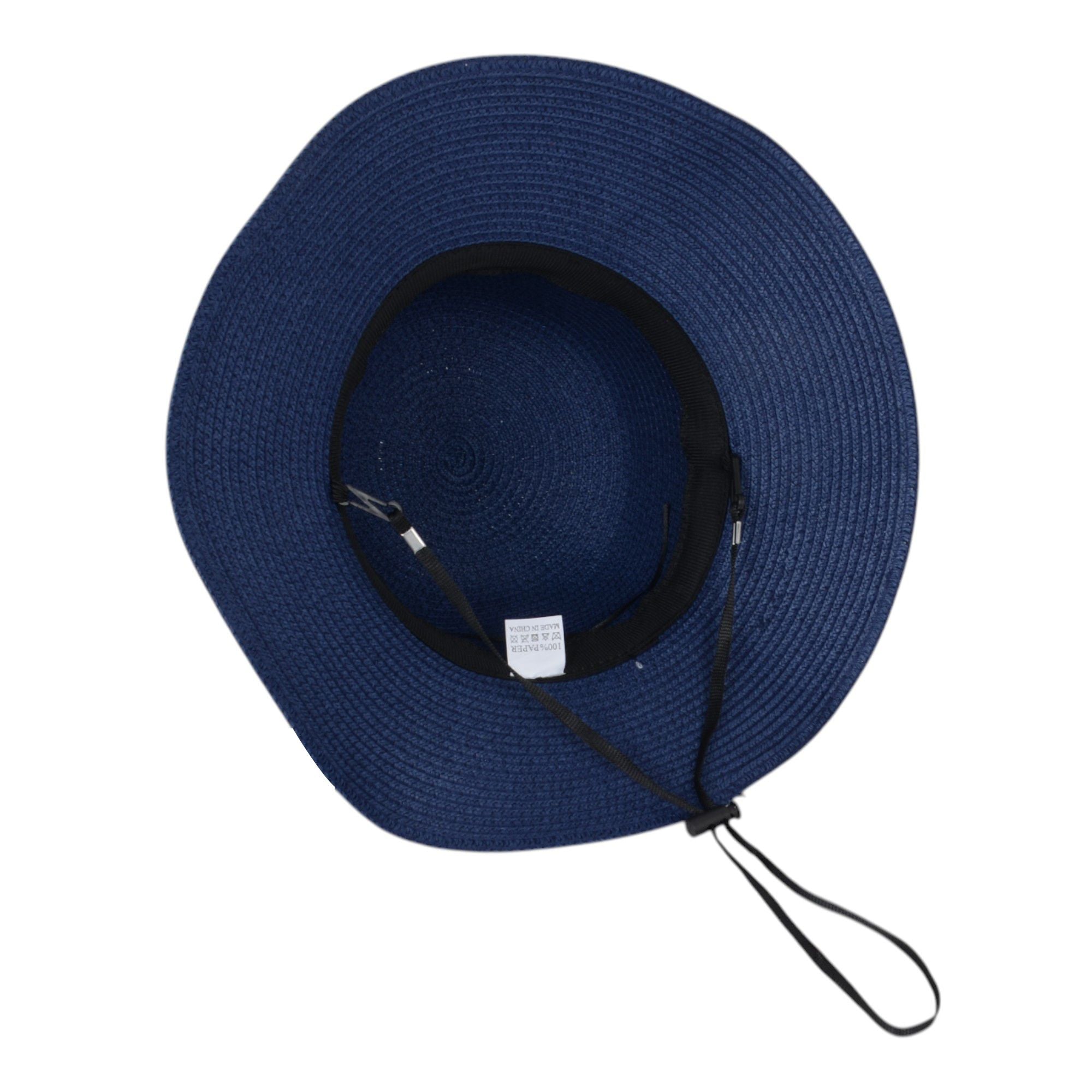 Anna-Kaci Wide Brim Straw Sun Hat with Black Ribbon Bow Adjustable Chin Strap Inner Sweatband for Outdoor and Travel Use
