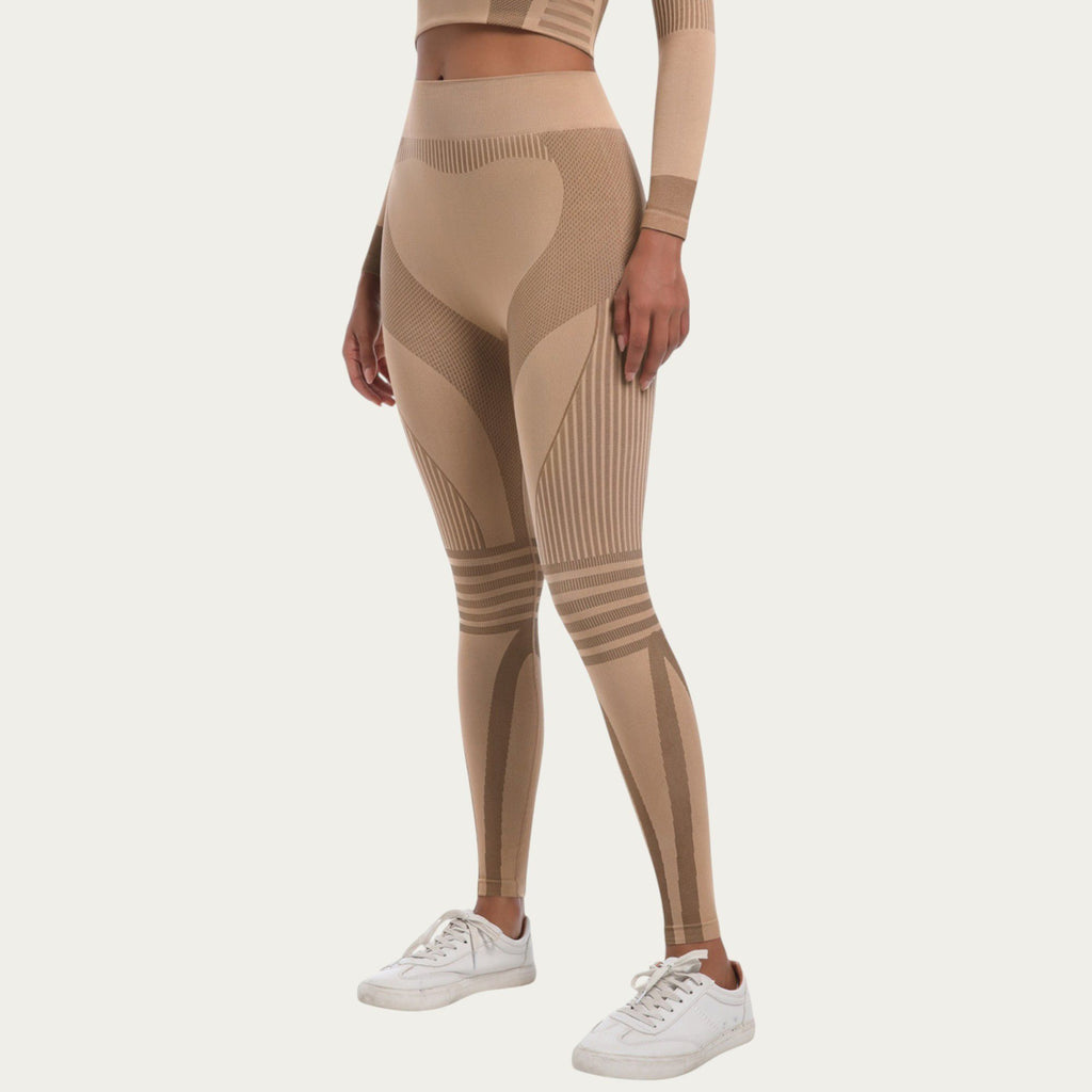 Anna-Kaci Active Women's Seamless High Waist Ribbed Leggings with Sculpting Contour Panels and Compression Fit