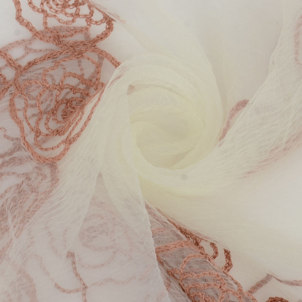 Anna-Kaci Women's Sheer Lace Neck Scarf with Embroidered Rose Floral Edging and Scalloped Trim Detail