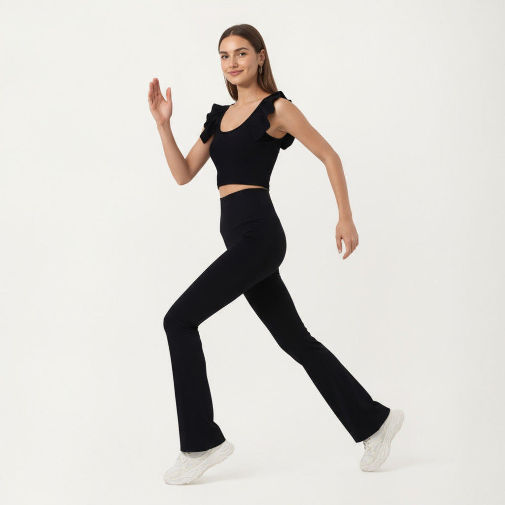 Anna-Kaci Active Women's High Waist Flare Sweatpants with Slim Fit Stretch Fabric