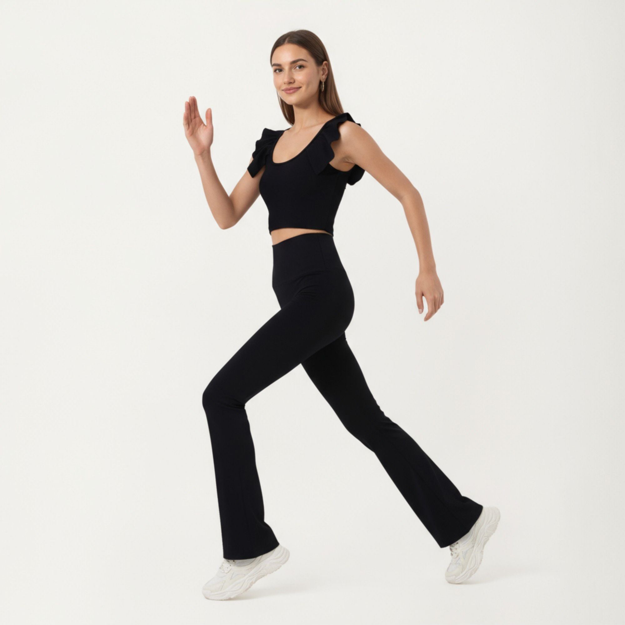 Anna-Kaci Active Women's High Waist Flare Sweatpants with Slim Fit Stretch Fabric