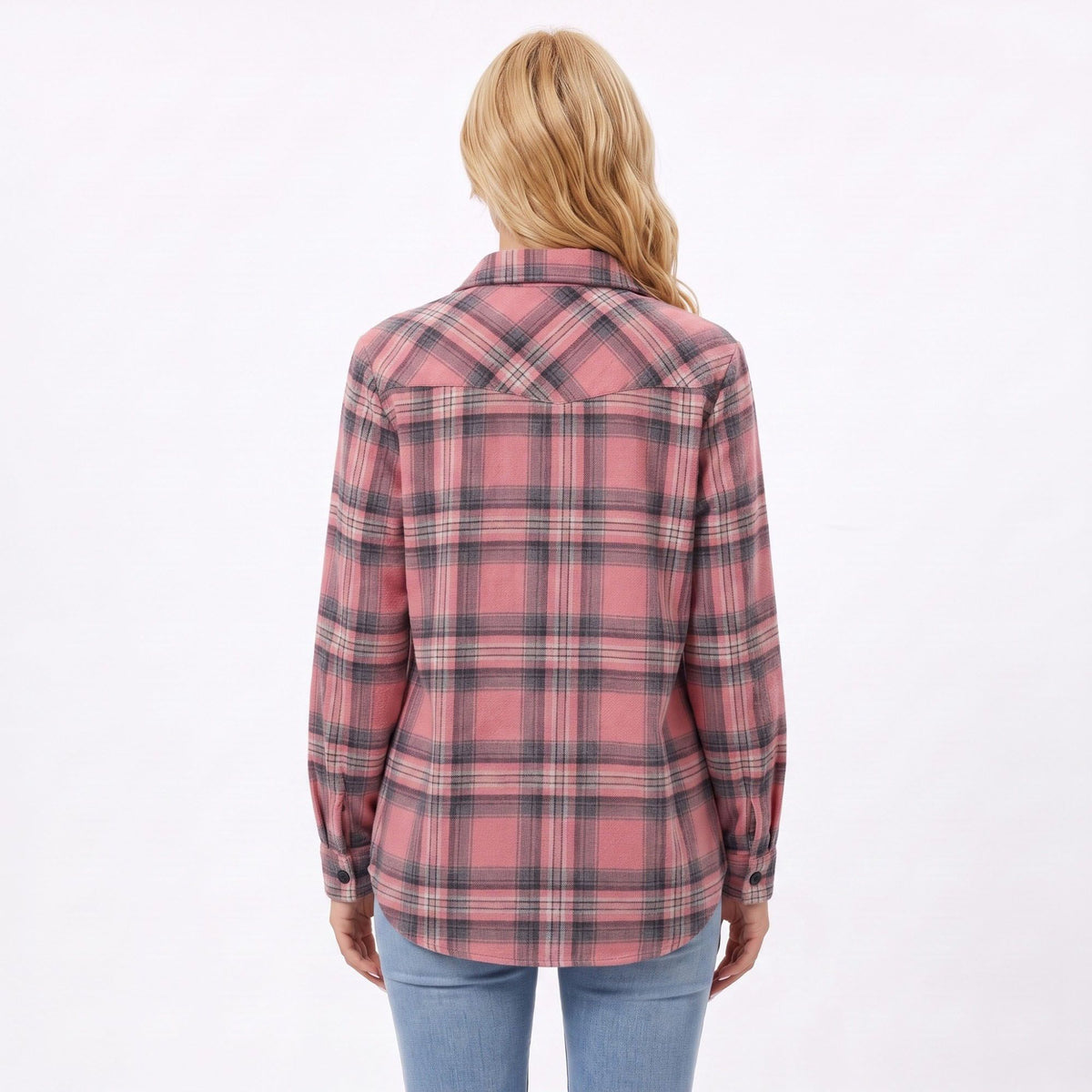 Plaid Button Front Long Sleeve Shirt with Flap Chest Pockets