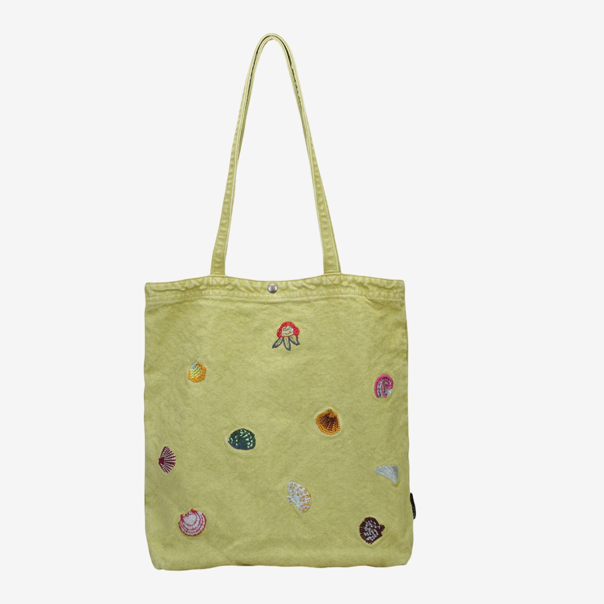 Embroidered Canvas Tote Bag Cute Patchwork Shoulder Bag