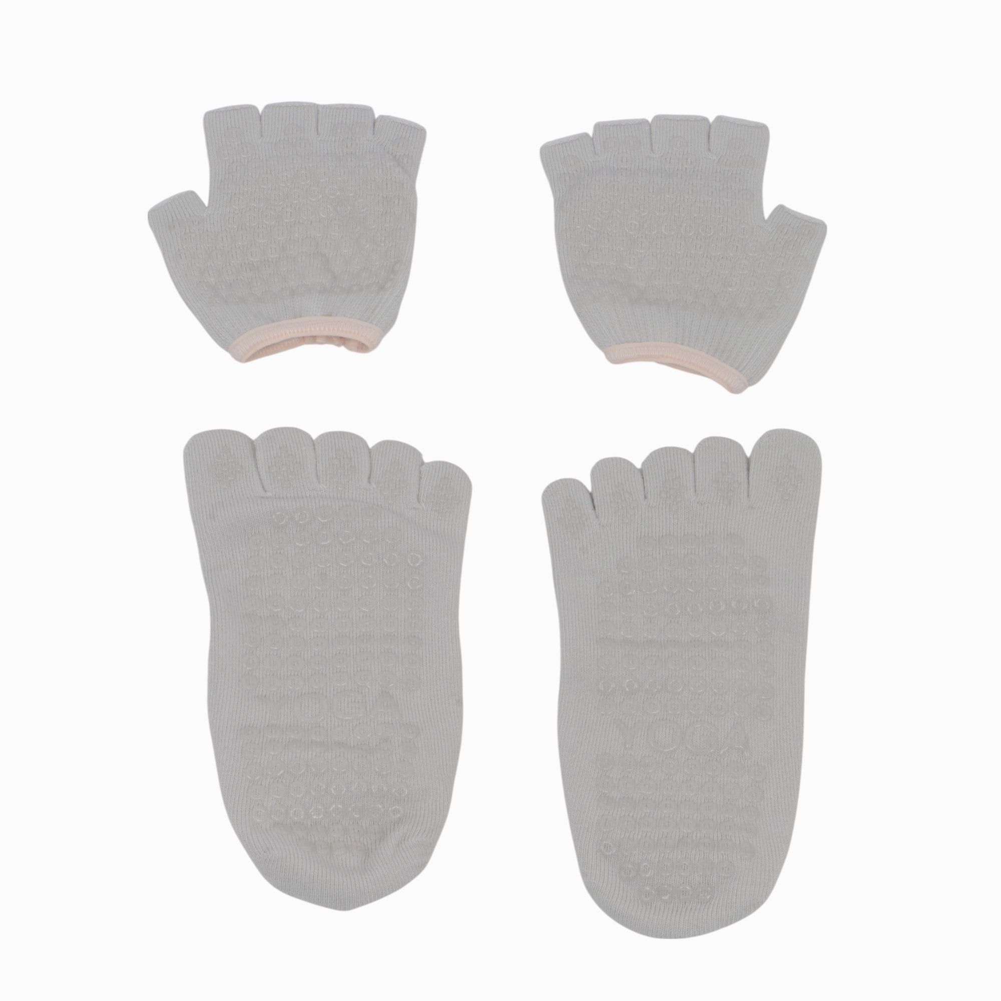 Anna-Kaci Women's Yoga Socks and Gloves Set with Anti-Slip Grip for Pilates and Barre Workouts