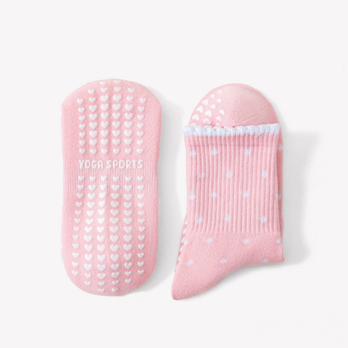 Non Slip Grip Crew Socks 3 Pair Pack Polka Dot Ruffle Cuff