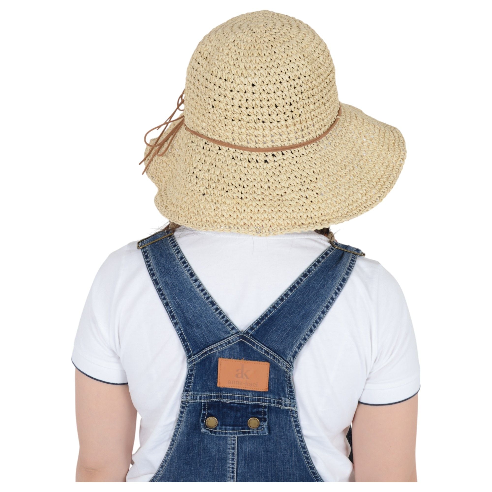 Anna-Kaci Woven Floppy Sun Hat with Rounded Crown and Decorative Bow Detail for Elegant Summer Shade and Vacation Style