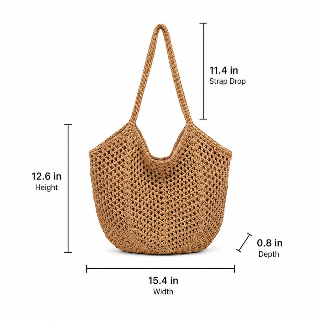 Woven Shoulder Bag - Lightweight Summer Tote for Beach and Vacation
