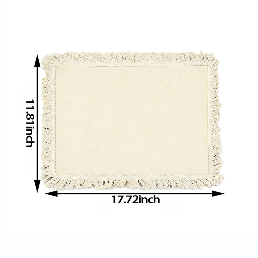 4 Piece Cotton Linen Fringe Placemats Farmhouse Table Mats Washable Heat Resistant Dining Mats