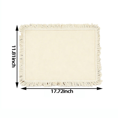 4 Piece Cotton Linen Fringe Placemats Farmhouse Table Mats Washable Heat Resistant Dining Mats