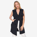 Anna-Kaci Women's Sleeveless Trench Coat with Button Front and Pocket Detail