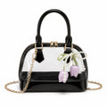 Clear PVC Mini Satchel Bag with Chain Strap and Floral Pearl Charm
