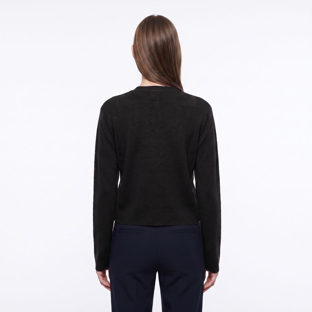 V Neck Decorative Gold Button Knit Cardigan Sweater