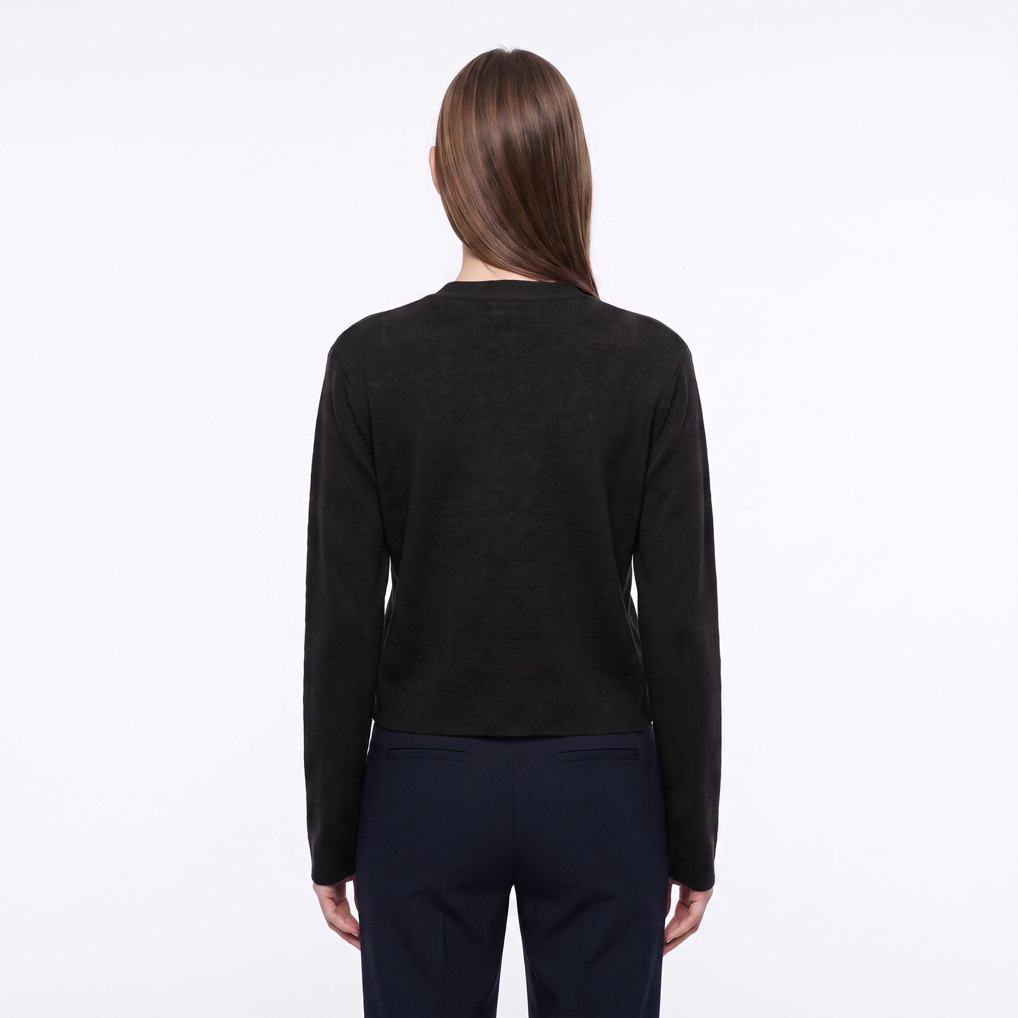 V Neck Decorative Gold Button Knit Cardigan Sweater
