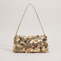 Sequin Baguette Shoulder Bag with Oversized Paillette Details Slim Strap