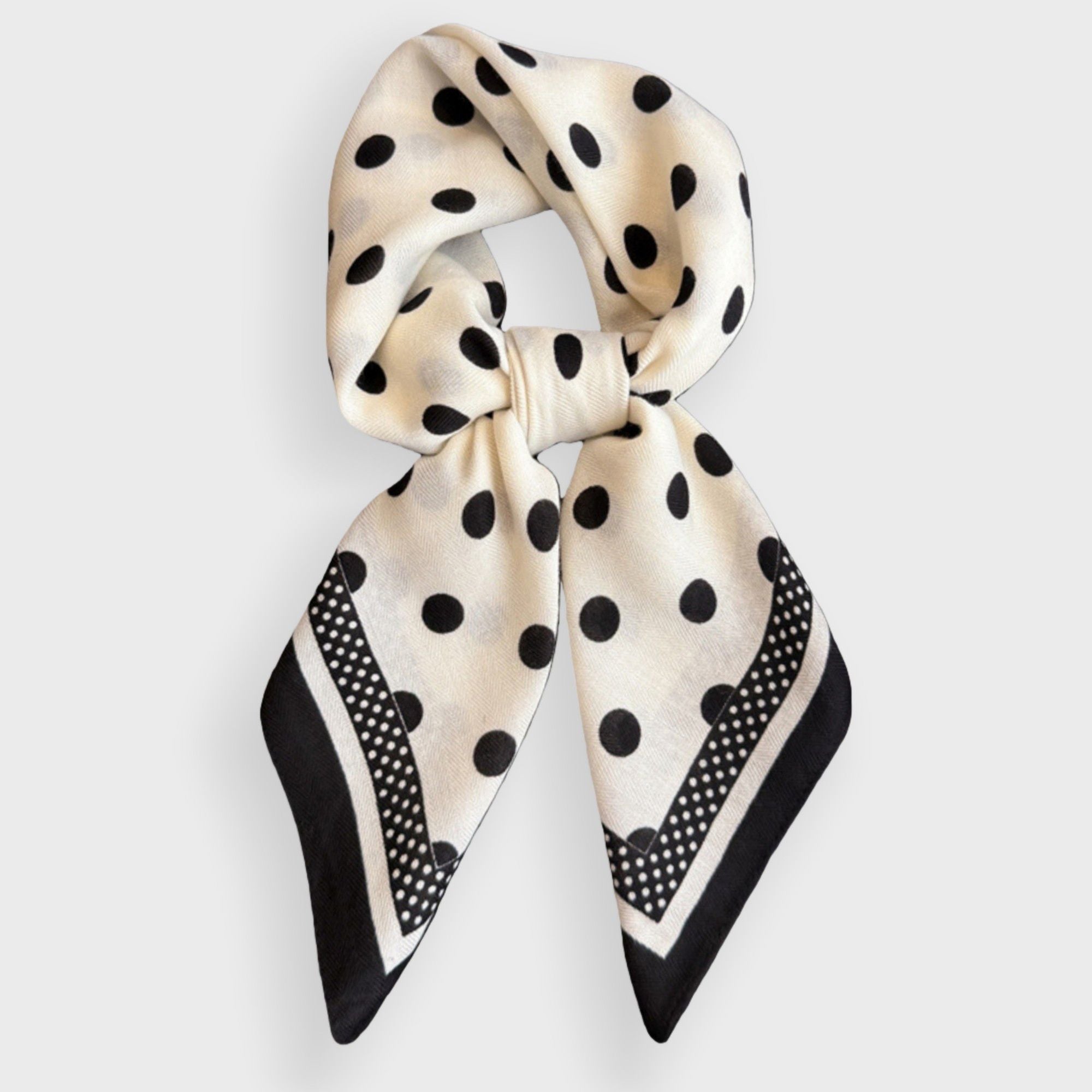 Anna-Kaci Women's Polka Dot Satin Square Scarf with Contrasting Border Trim 27x27in