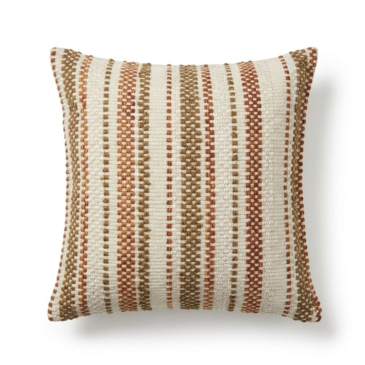 Textured Woven Striped Square Decorative Throw Pillow Cover