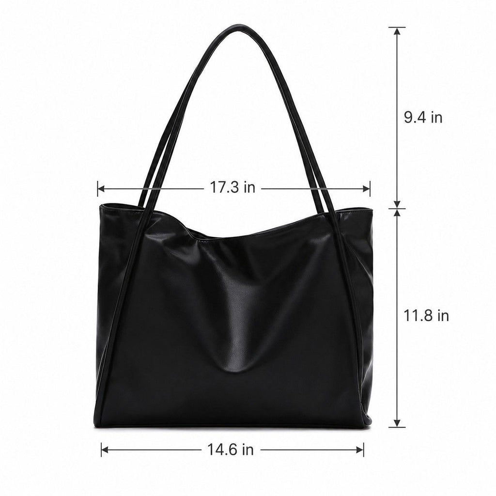 Large Faux Leather Tote Bag with Double Shoulder Straps and Magnetic Closure