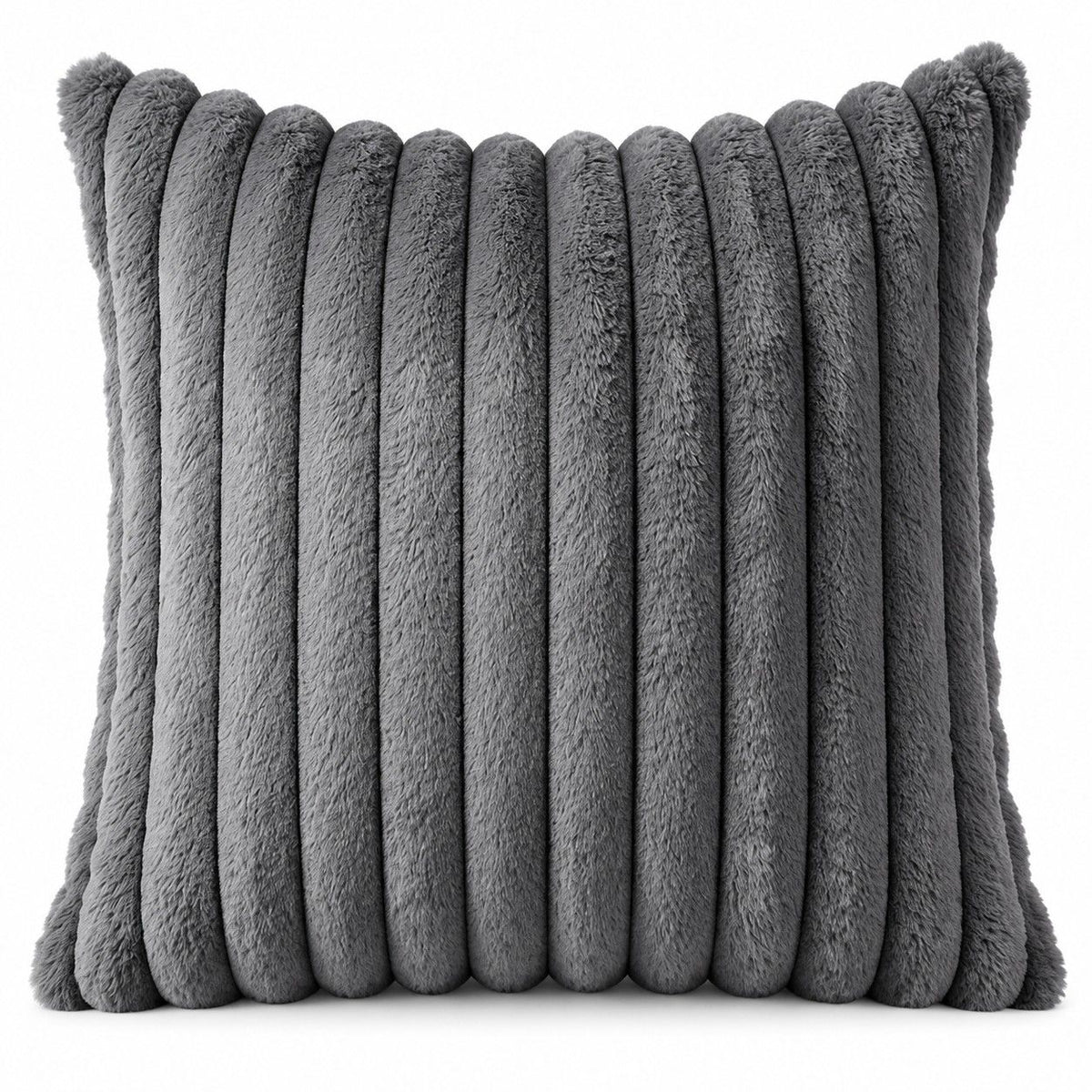 Double Sided Plush Corduroy Throw Pillow Cover 18 x 18 Inch Wide Stripe Texture