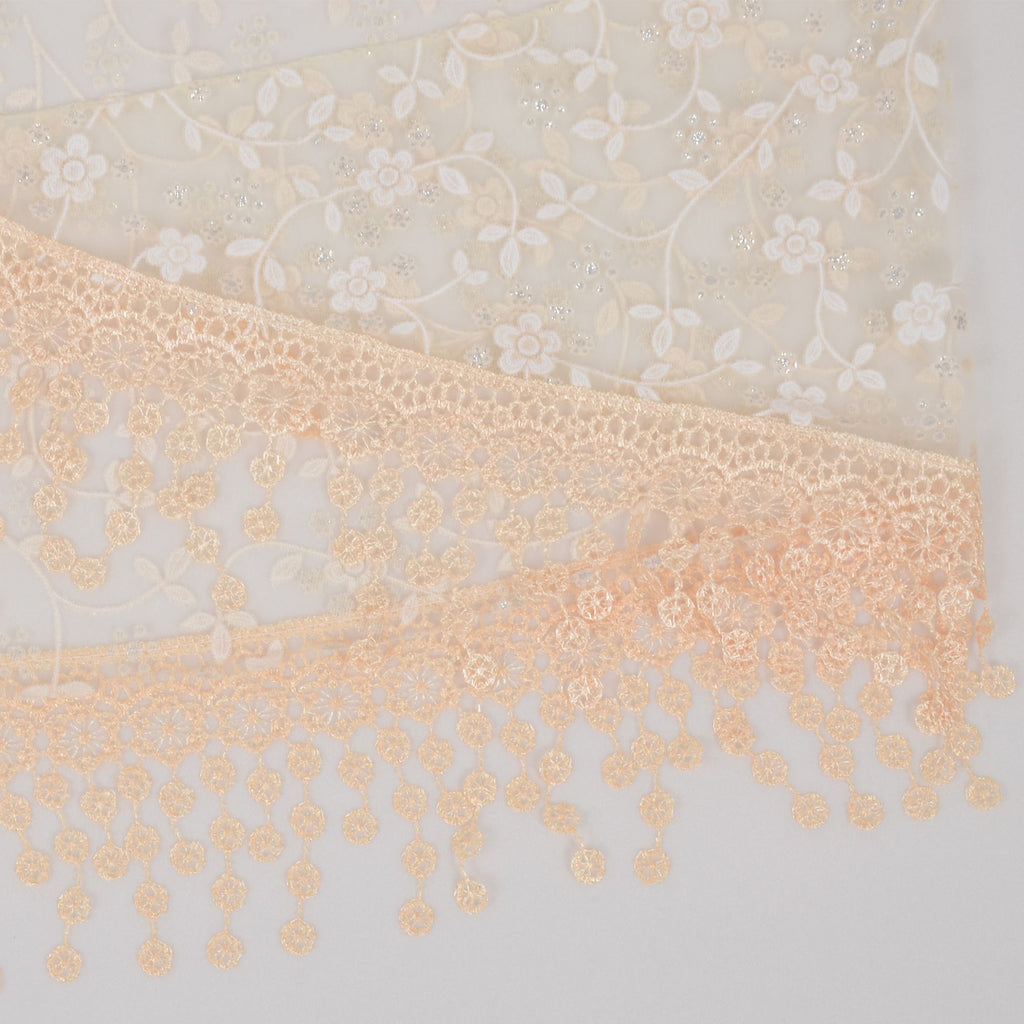 Anna-Kaci Lightweight Lace Floral Head Scarf Fringe Triangular Shawl Scarf Wrap Bandana for Women