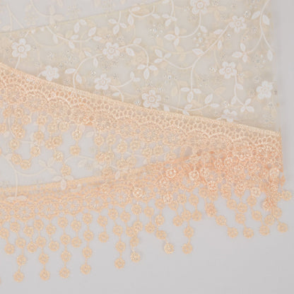 Anna-Kaci Lightweight Lace Floral Head Scarf Fringe Triangular Shawl Scarf Wrap Bandana for Women