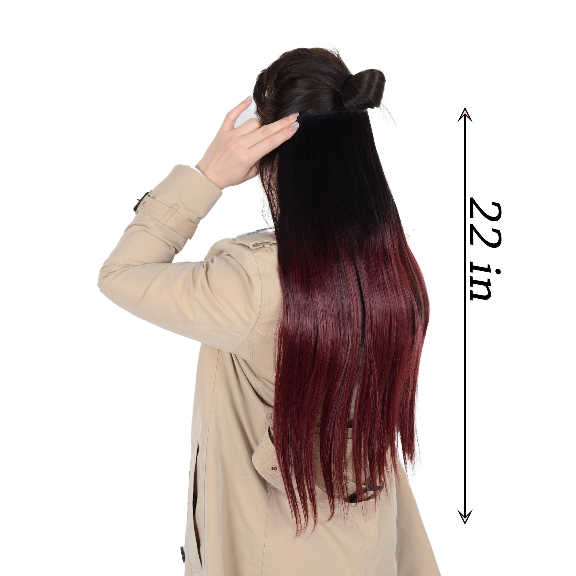 Longe Straight Natural Hair Extensions One Piece Invisible Wire Hair Extensions with Clip ins 22Inch for Women