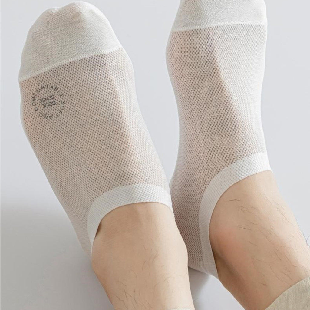 Anna-Kaci Men's No-Show Mesh Socks with Non-Slip Silicone Heel Grip and Breathable Low-Cut Design 3-Pack