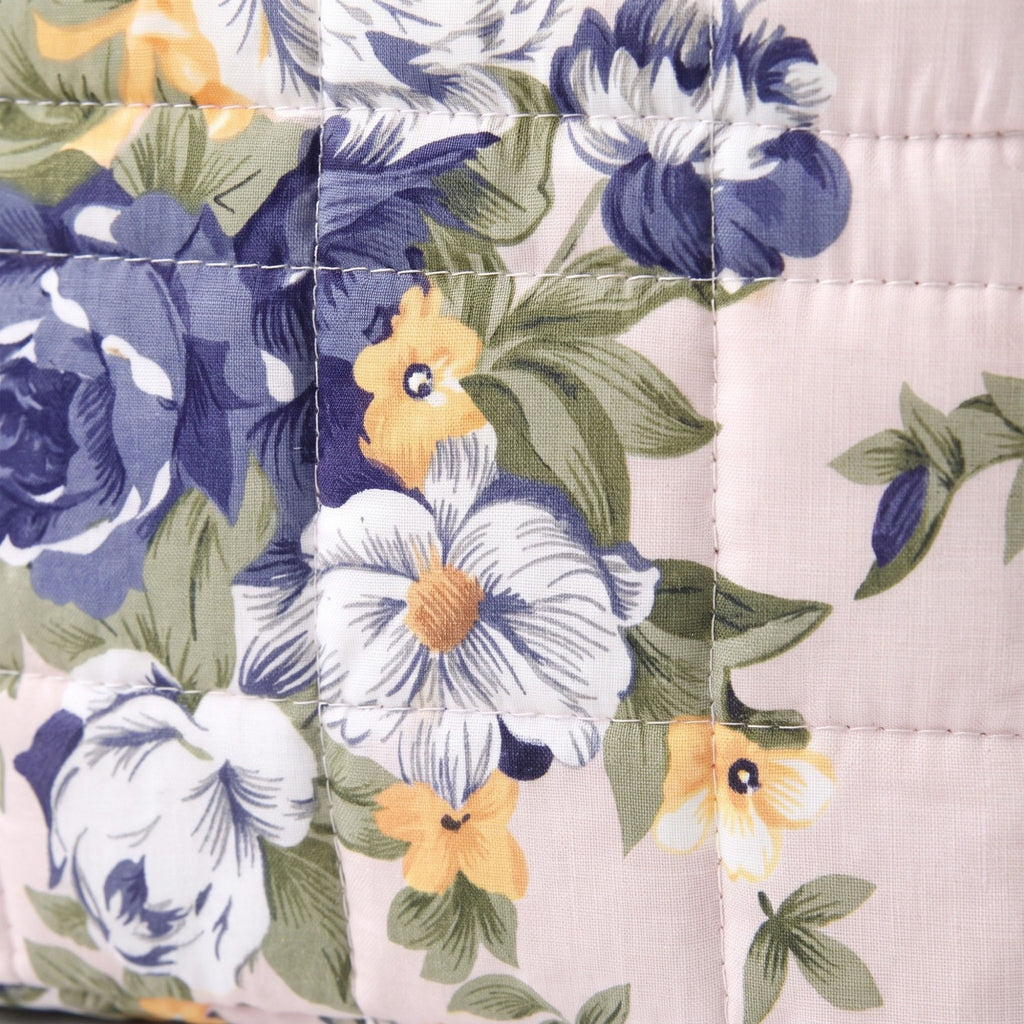 Quilted Floral Storage Basket with Handles