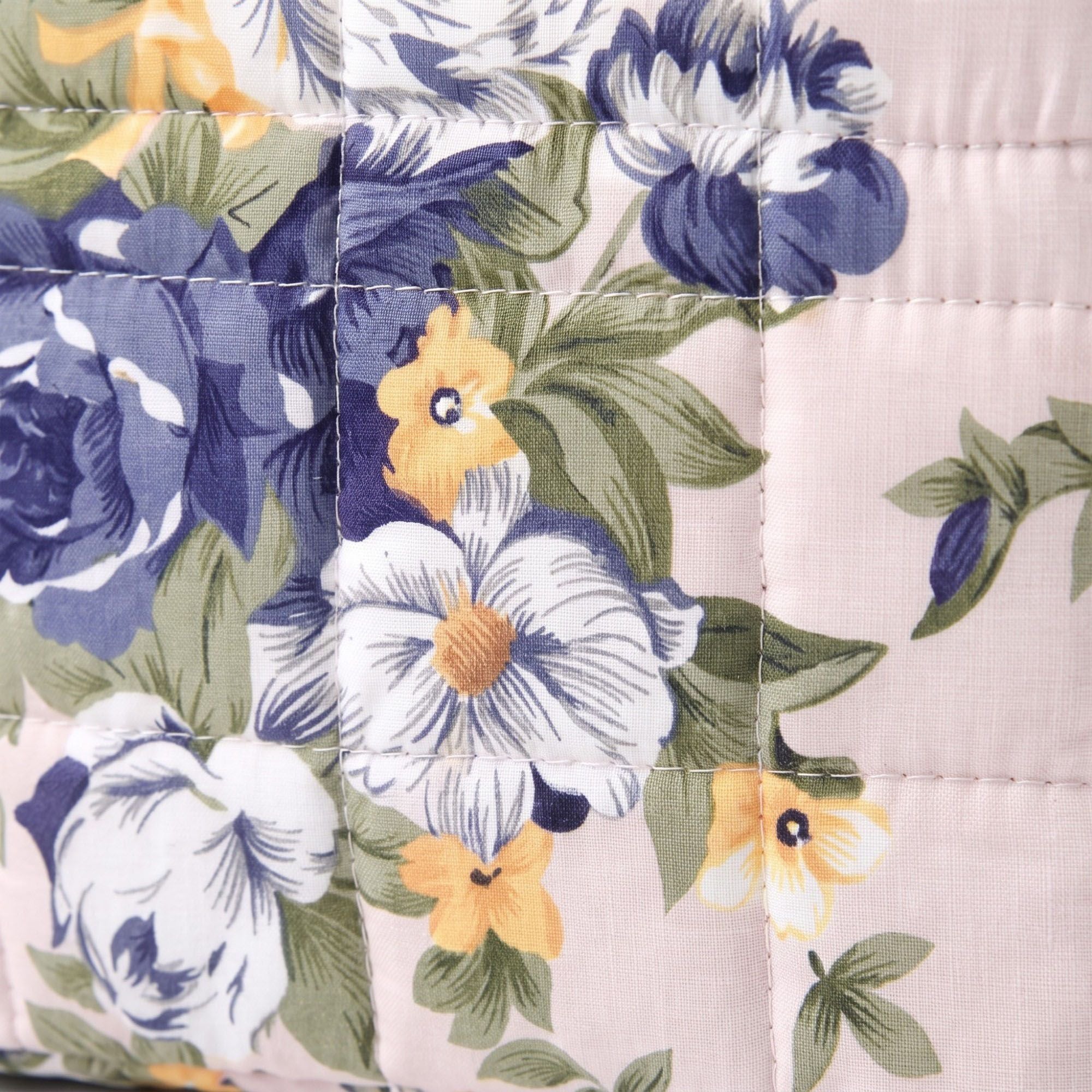Quilted Floral Storage Basket with Handles