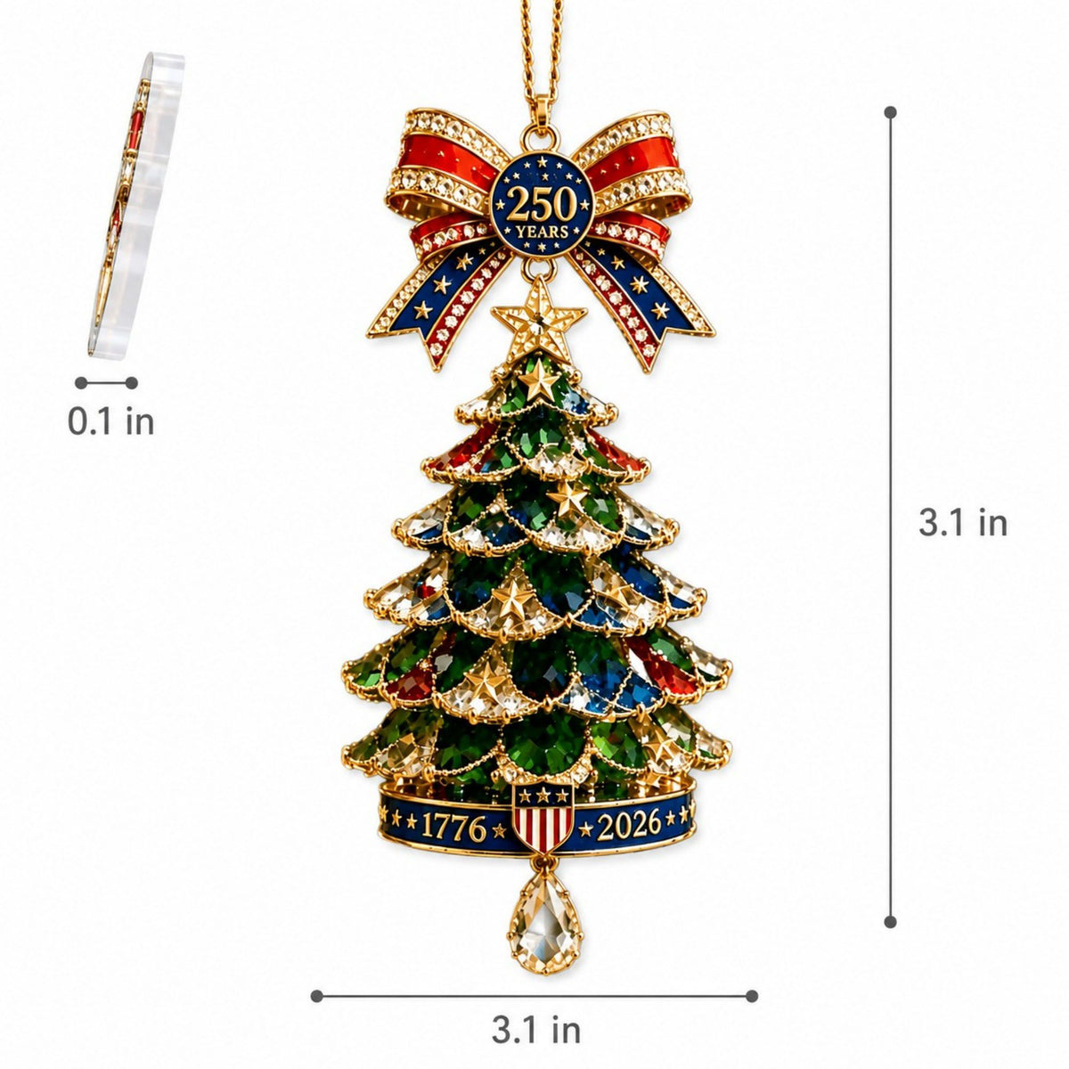 2pc 250 Years Christmas Tree Acrylic Ornaments