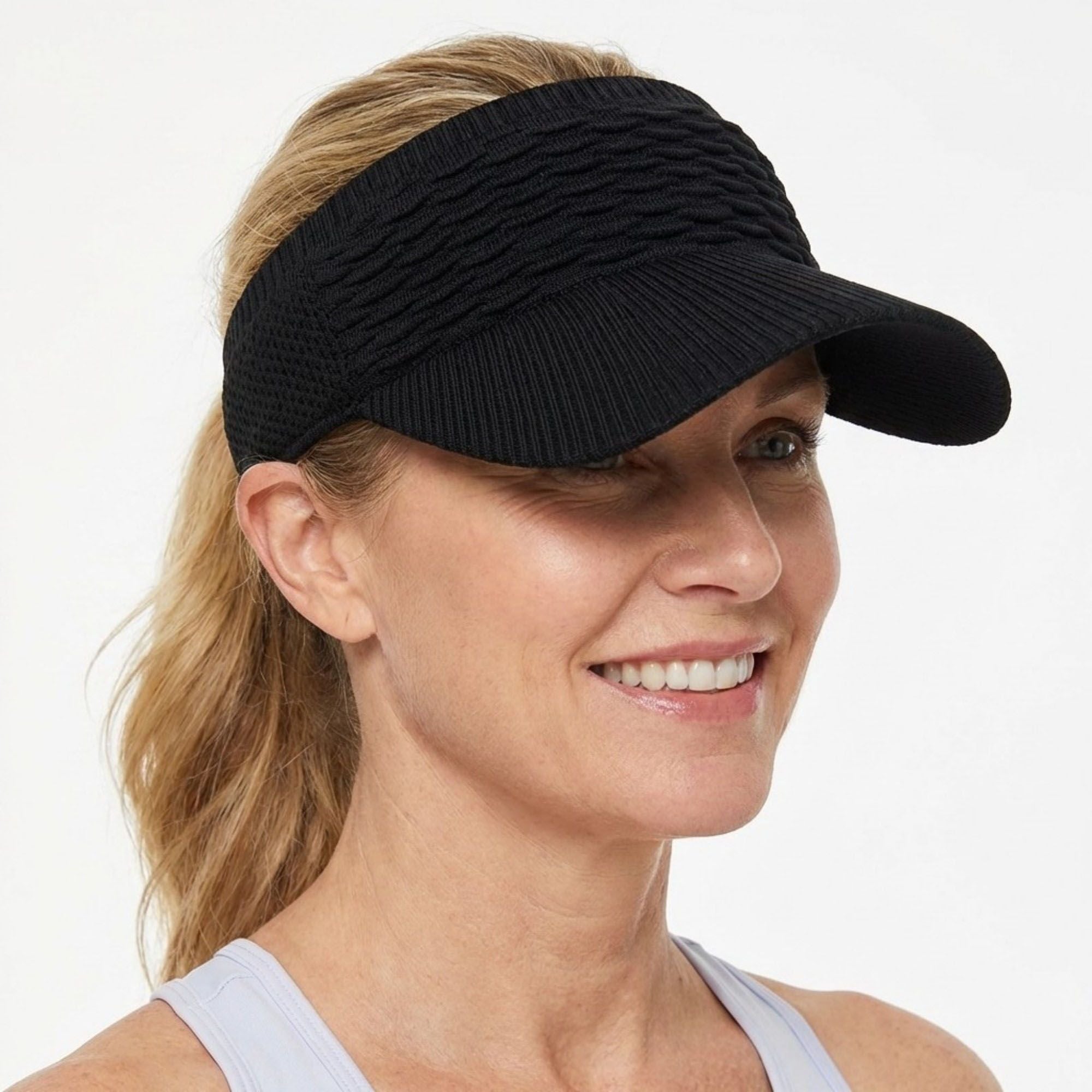 Women's Knit Visor Hat Breathable Stretch Sun Visor Cap Lightweight Athletic Hat