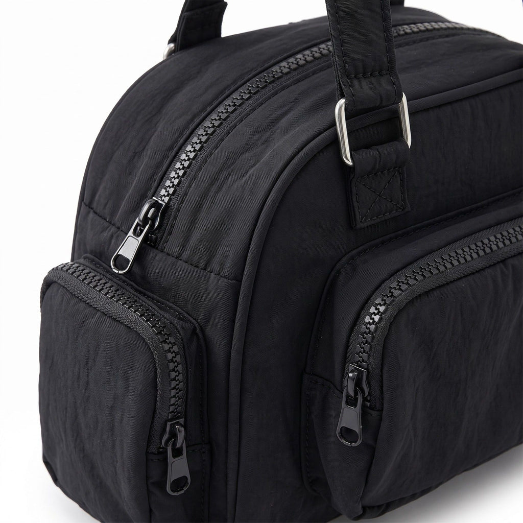 Multi-Pocket Shoulder Bag with Top Zipper and Front and Side Compartments 10x6.5x3.5in