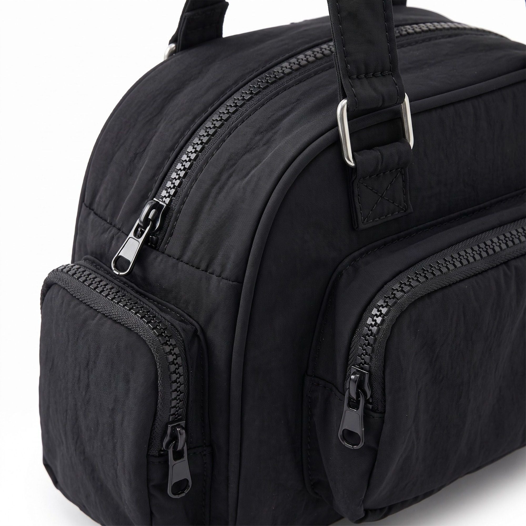 Multi-Pocket Shoulder Bag with Top Zipper and Front and Side Compartments 10x6.5x3.5in