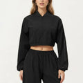 Anna-Kaci Active Women's Cropped Zip Front Jacket with Elastic Hem and Long Sleeves