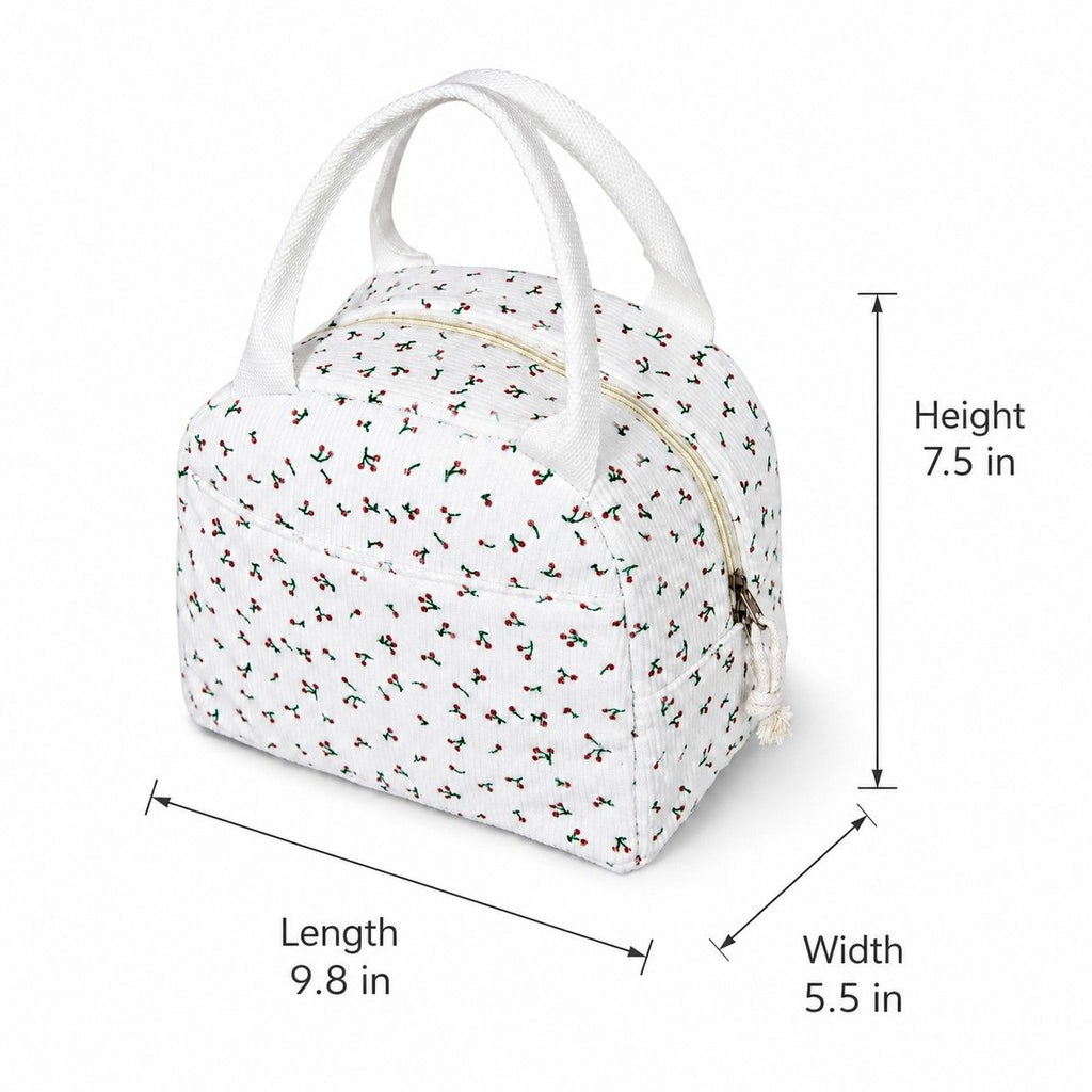 Printed Insulated Lunch Tote Bag with Double Handles and Zip Closure