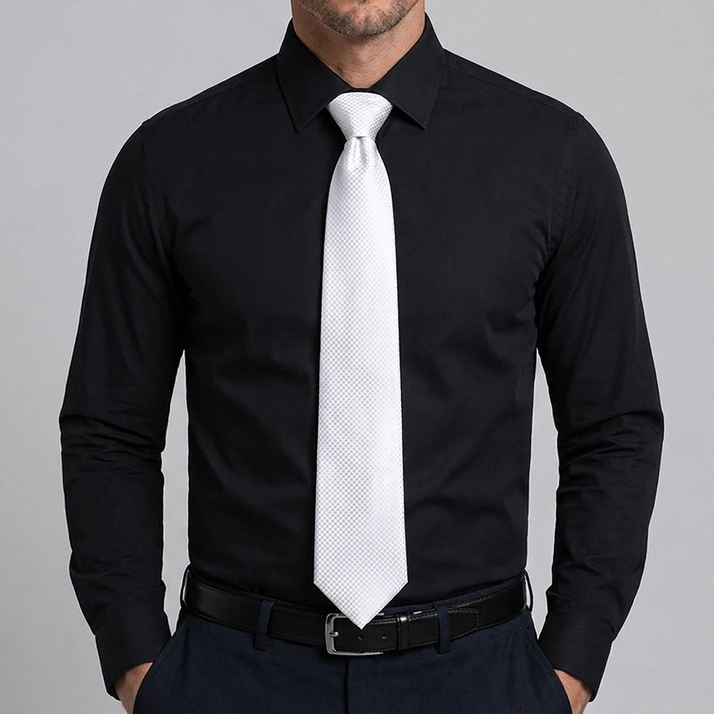 Men's Jacquard Woven Tie Set with Pocket Square Cufflinks and Tie Clip